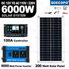 6000W 100A 110V Solar Panel Kit Complete Solar Power Generator Home Grid Syste26