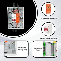 Solar Combiner Box 1-In-1-Out 50A Circuit Breaker Surge Protector