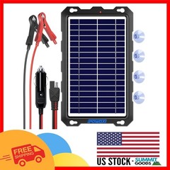Portable 7.5W Solar Panel Trickle Charger with LED Indicator for Battery Care