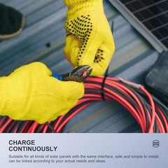 50ft 10AWG Solar Panel Extension Cable Flexible Wire Connectors Black + Red