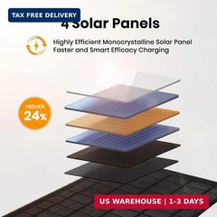 FlexSolar 10W Foldable Solar Panel Charger USB IP67 for Camping Hiking 4 Folds