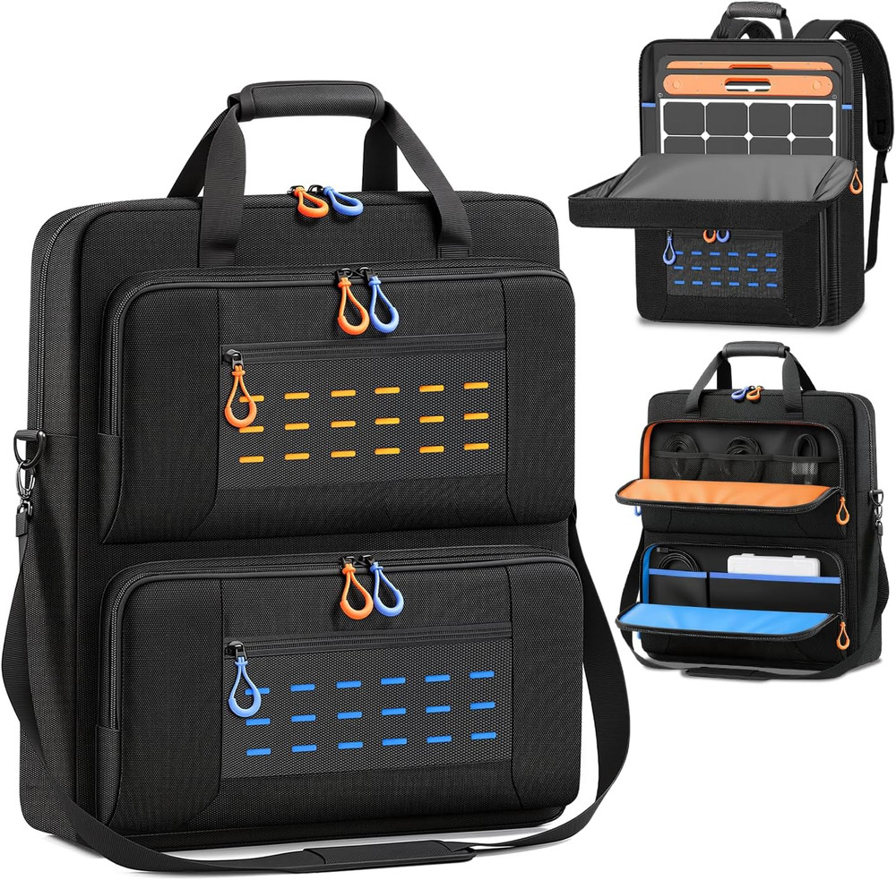 Solar Panel Storage Bag Padded Carrying Case for 2 Panels Water Resistant Travel