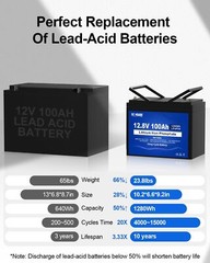 12V 100Ah LiFePO4 Lithium Battery BMS Deep Cycle for RV Marine(Slightly Used)