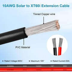 10AWG 5FT Solar to XT60i Extension Cable 3 6 10 35 50 75 100FT Heavy Duty Ada…