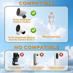 Simplisafe Solar Panel Outdoor Camera, IP65 Waterproof, 360° Adjustable Panel, 1