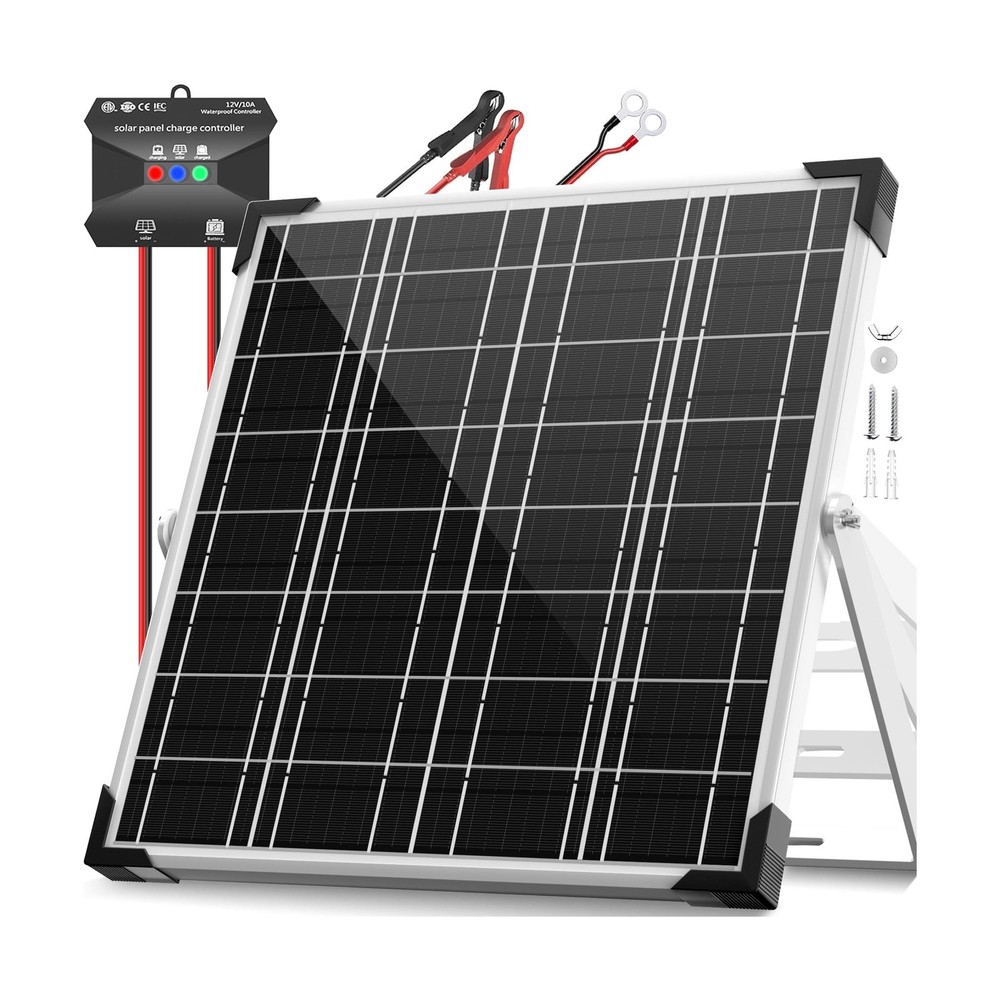 Voltset 12V Solar Battery Charger – 20W Waterproof Solar Panel Kit with Smart…