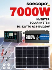 7000W Solar Kit 12V 110V Inverter Battery ChargerLighting Camping 500W Panel