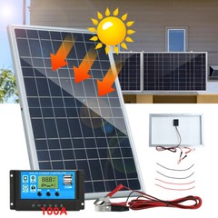 30W Solar Panel Kit 100A Charge Controller 12V Battery Charger Boat RV Marine US
