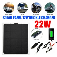 Trickle Charger 22W Solar Panel Kit 12V Battery Charger Maintainer Boat RV Car