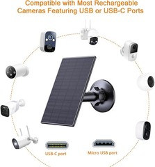 2W Solar Panel Security Cameras W/ USB & USB-C Port 4 Pack USB Solar charger