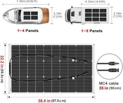 150-300W Solar Panel Watt Monocrystalline PV Power 12V For Home RV Marine Car US
