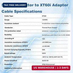 Solar to XT60i Charge Extension Cable 3FT/6FT/12FT/25FT/50FT, Solar Connectors t