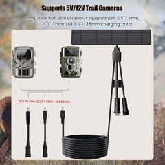10W Solar Panel with 10400mAh Battery for Security & Trail Cameras, 5V/12V Ad…
