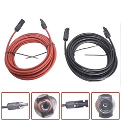 1 Pair 12 AWG Black + Red Wire Connector Solar Panel Extension Cable 30 Feet