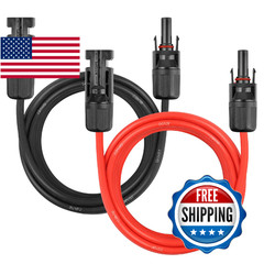 Solar Panel Extension Cable – 10AWG 15FT Solar Wire Cord 10 Gauge PV Wire with F