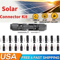 10 Pair Male Female M/F Wire Cable Connector Solar Panel Adapter 30A Waterproof