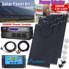 400W Complete Solar Panel Kit with 5000W Power Generator 30A 110V Grid System