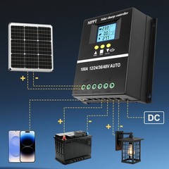 Solar Controller for 12V 24V 36V 48V Systems with LED Display and USB Charging