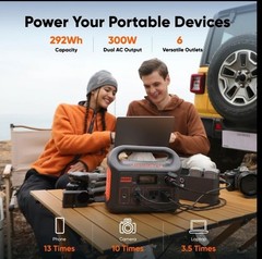 Jackery Explorer 300 Portable Power Station – 293Wh, 300W, Solar Generator Ready