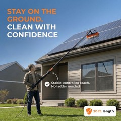 Briliantwerk Solar Panel Cleaning Brush with 20 ft Extension Pole – Water Fed…