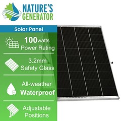 Nature’s Generator 100W Rigid Monocrystalline Solar Panel, Off-Grid and RV Ready