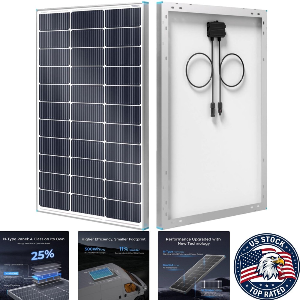 Versatile 100W N-Type Solar Panel for Solar-Powered Living – Weather Resistant