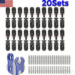 20 Sets Male Female M/F Solar Cable Connectors Wire Solar Panel 30A Waterproof