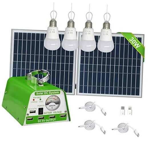 Solar Lights for Inside, 4 Bulbs Solar Shed Lights with On Off Switch, 30W