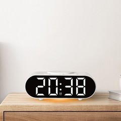 LED Digital Electronic Clock with Wireless Charging Pad and 3 Alarm Settings
