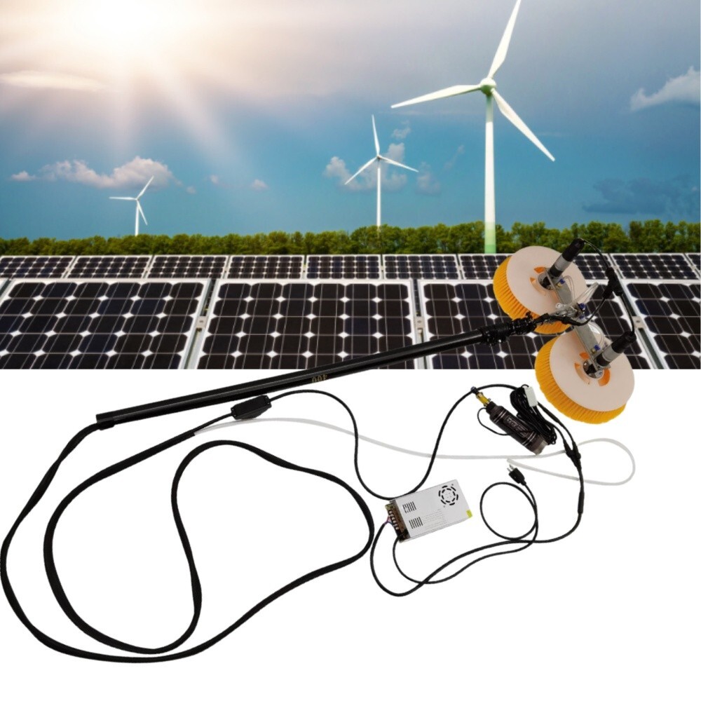 Double Head Solar Photovoltaic Panel Cleaner 110V Solar Panel Brush Kit