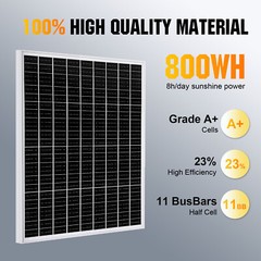 200W Watt Monocrystalline Solar Panel 12V Charging Off-Grid Battery RV Home Boat