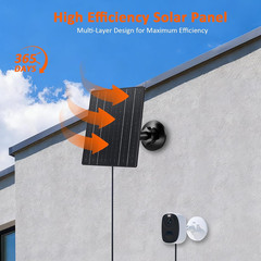 10W Solar Charger, 5V Solar Panel for Security Cameras with Usb-C/Micro USB/DC 5