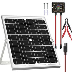 Solar Panel Kit 20W 12V Solar Battery Trickle Charger Maintainer + Upgrade Co…