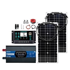 15000W Solar System Kit 100A Controller DC12V AC 110V 220V 2pcs Flexible PanelYG