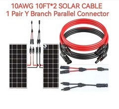 2pcs 10FT 10AWG Solar Extension Cable with Female and Male Connector，with Ext…