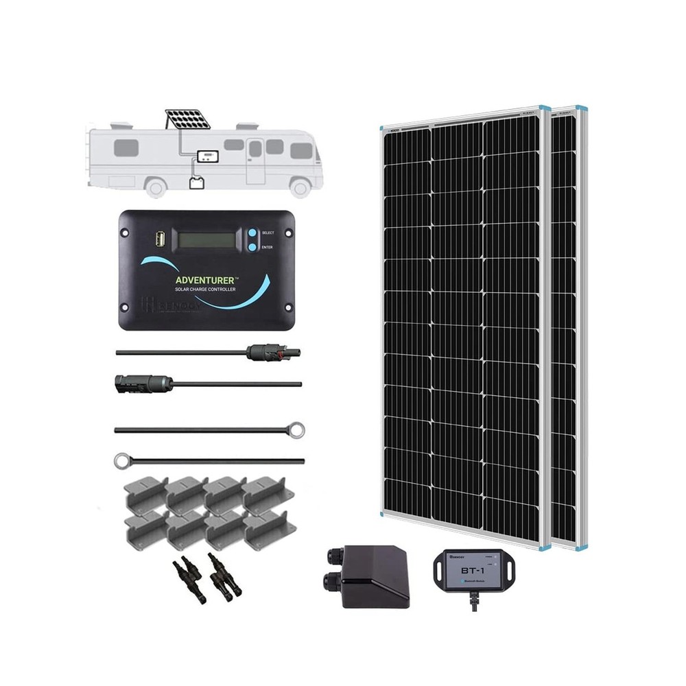 Renogy 200 Watts 12 Volts Monocrystalline RV Solar Panel Kit with Adventurer …