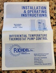 Richdel R422 110v Spa Solar Differential Temperature Thermostat Pump Controller