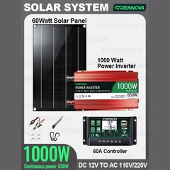 Grennova 1500W Off-Grid Solar System 60W Panel 60A MPPT Dual Voltage Inverter RV