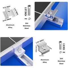 Solar Panel Roof Mounting Kit 4 Rails with Clamps for Tin Flat Sheet Metal