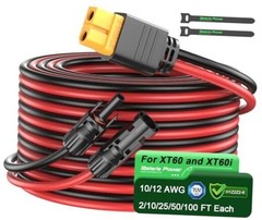 Solar Connector to XT60 Adapter 50FT1-5.24M 12AWG 12AWG Red and Black