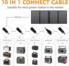 60W Foldable Solar Panel for 100W~350W Portable Power Station | 18V Black/Gray