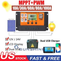 12/24V 10-100A MPPT PWM Solar Panel Regulator Battery Charge Controller Inverter