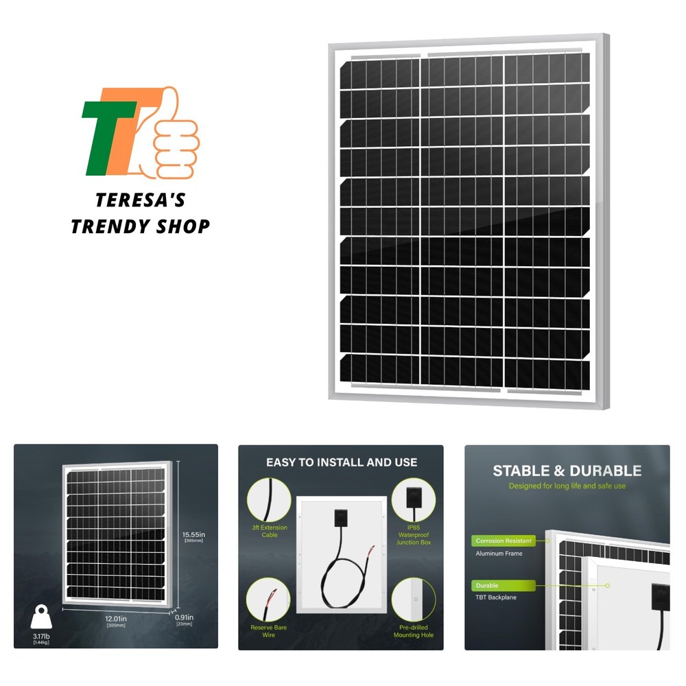 Portable 20W Solar Panel with MC4 Connector – Easy Installation & Lightweight