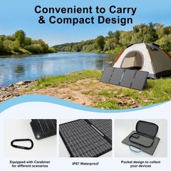 E-POWO 60W Portable Solar Panel Charger Foldable IP67 Waterproof Power Station