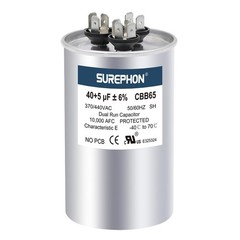 40+5 uF 40/5 MFD ±6% 370V/440V Dual Run Round Capacitor CBB65 Ideal for AC