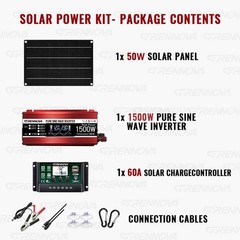Grennova 1500W Pure Sine Solar System 60A MPPT Dual Voltage Inverter RV Van Farm