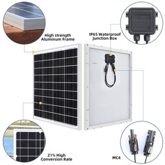 Single-sided 100W Watt 12V Solar Panel Mono HighEfficiency PV for Sunshed Roof