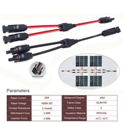 Solar Panel Y Branch Cable Connection Waterproof Adapter Connectors Extension