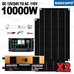 10000W Solar Kit | with Efficient Inverter, 2pcs Solar Panels, 100A Controller