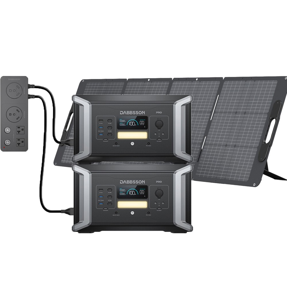 Dabbsson 3600W 2048Wh Power Station w/ Parallel Connector + Folding Solar Panel